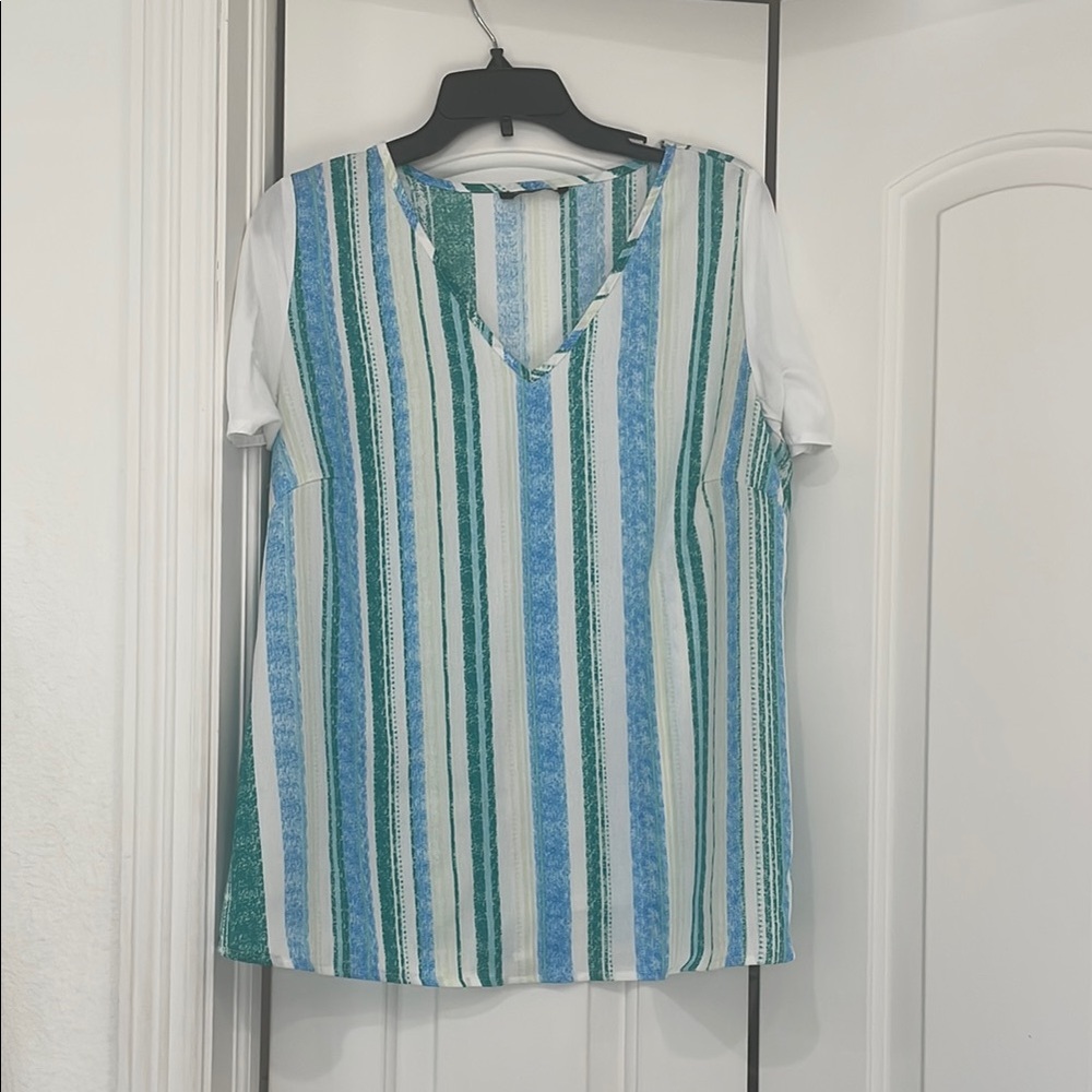 Bloomchic Striped V-Neck Blouse